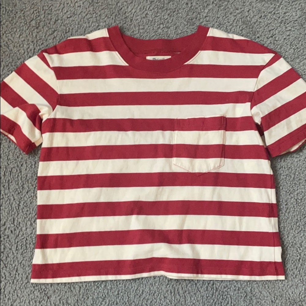 Madewell Stripped Crop Tee Shirt Size Small